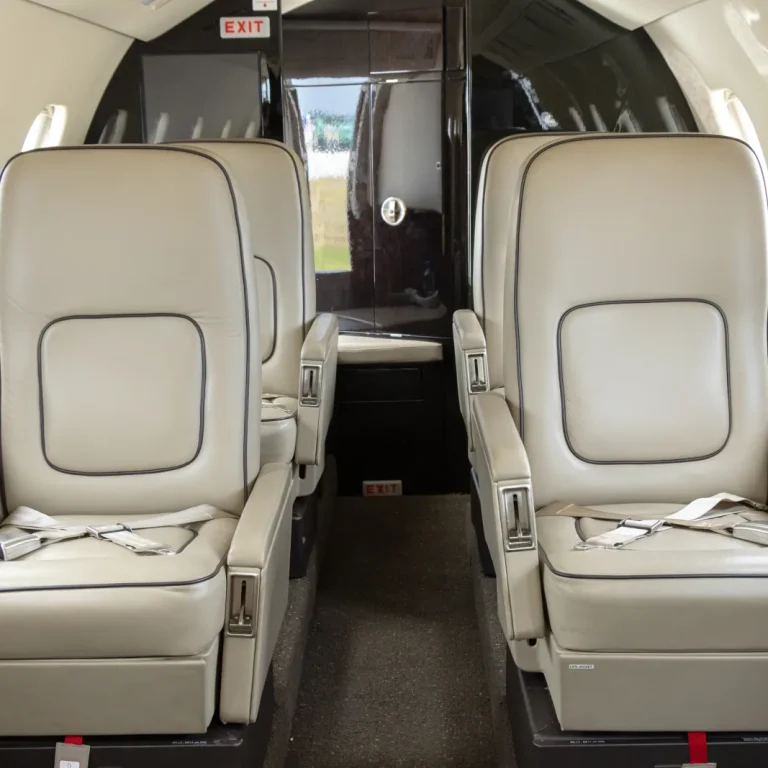 N106FF Learjet 60XR cabin with facing leather club seats